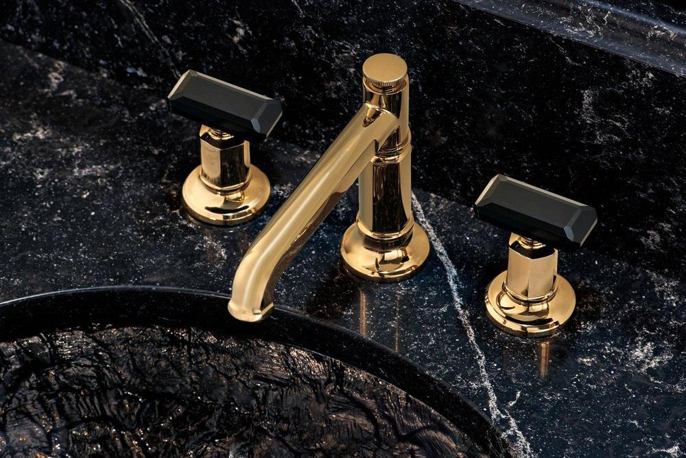 Brizo Polished Gold Two Handle Widespread Bathroom Sink Faucet Handles Sold Separately 