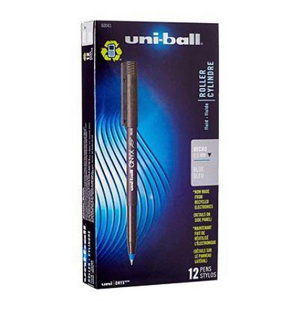Uni-Ball Black Black Barrel Roller Ball Pen in Blue Ink 