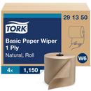 Tork Natural Basic Paper Wiper, Roll Towel, 1-Ply 1150 ft, Natural, W6 System 