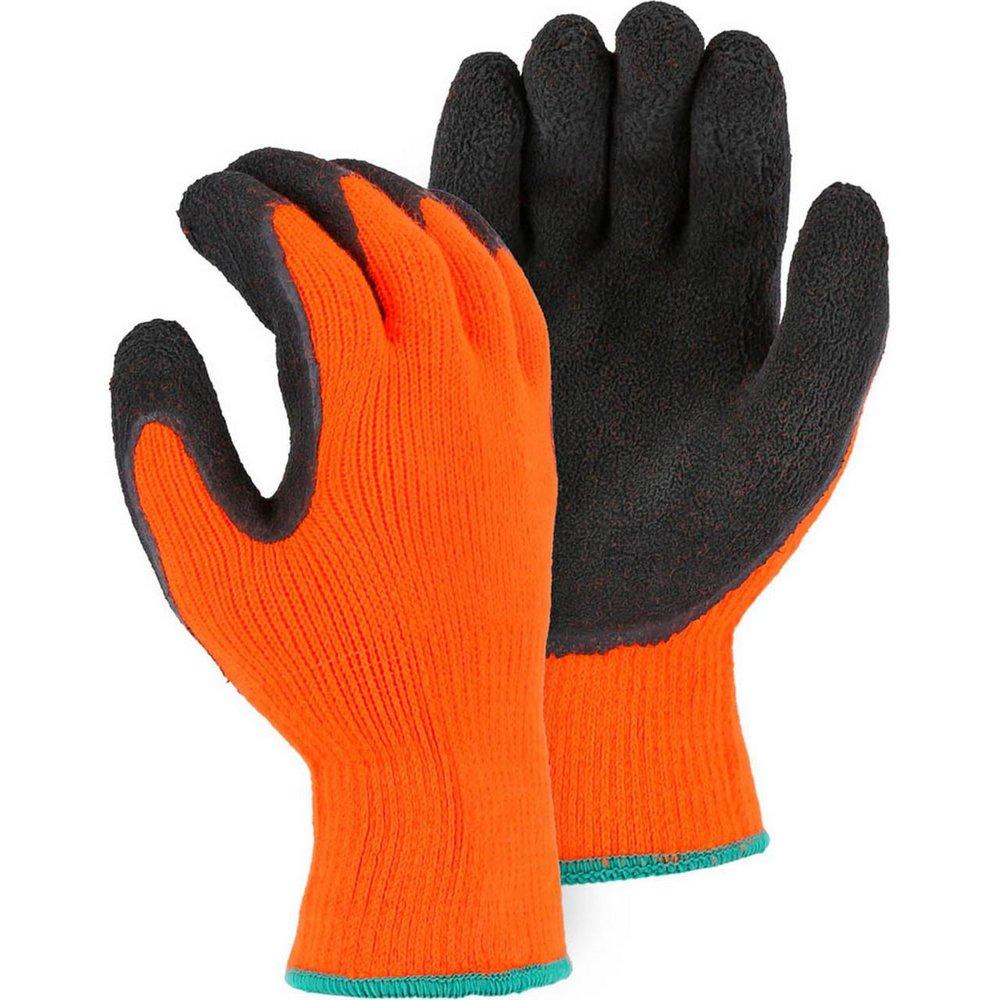 Majestic Glove High Visibility Orange Latex Palm Coating Winter Acrylic Glove in High Visibility Orange and Black 