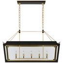 CADDO MEDIUM LINEAR LANTERN IN MATTE BLACK AND GILD WITH CLEAR GLASS 