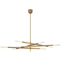 14-1/4 x 65 in. 35W 8-Light LED Modern Chandelier in Antique Burnished Brass