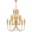 Visual Comfort & Co. Signature Antique Gold Leaf 46 x 33 in. 40W 3-Tier 30-Light Incandescent Chandelier 
