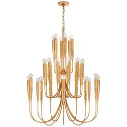46 x 33 in. 40W 3-Tier 30-Light Incandescent Chandelier in Antique Gold Leaf