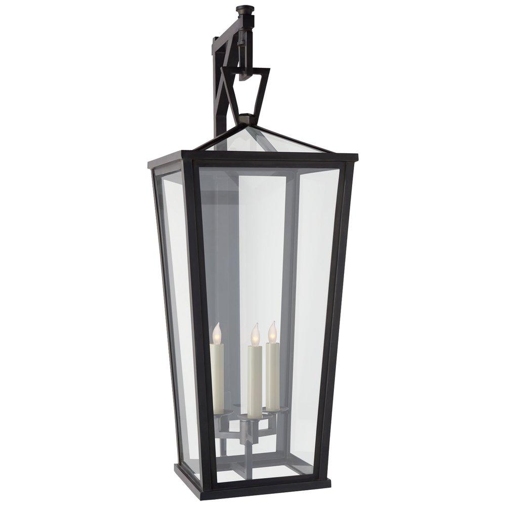 DARLANA GRANDE TALL BRACKETED WALL LANTERN IN BRONZE WITH CLEAR GLASS 