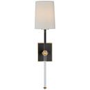 1-Light 40W 20-3/4 in. Wall Sconce in Matte Black with Crystal
