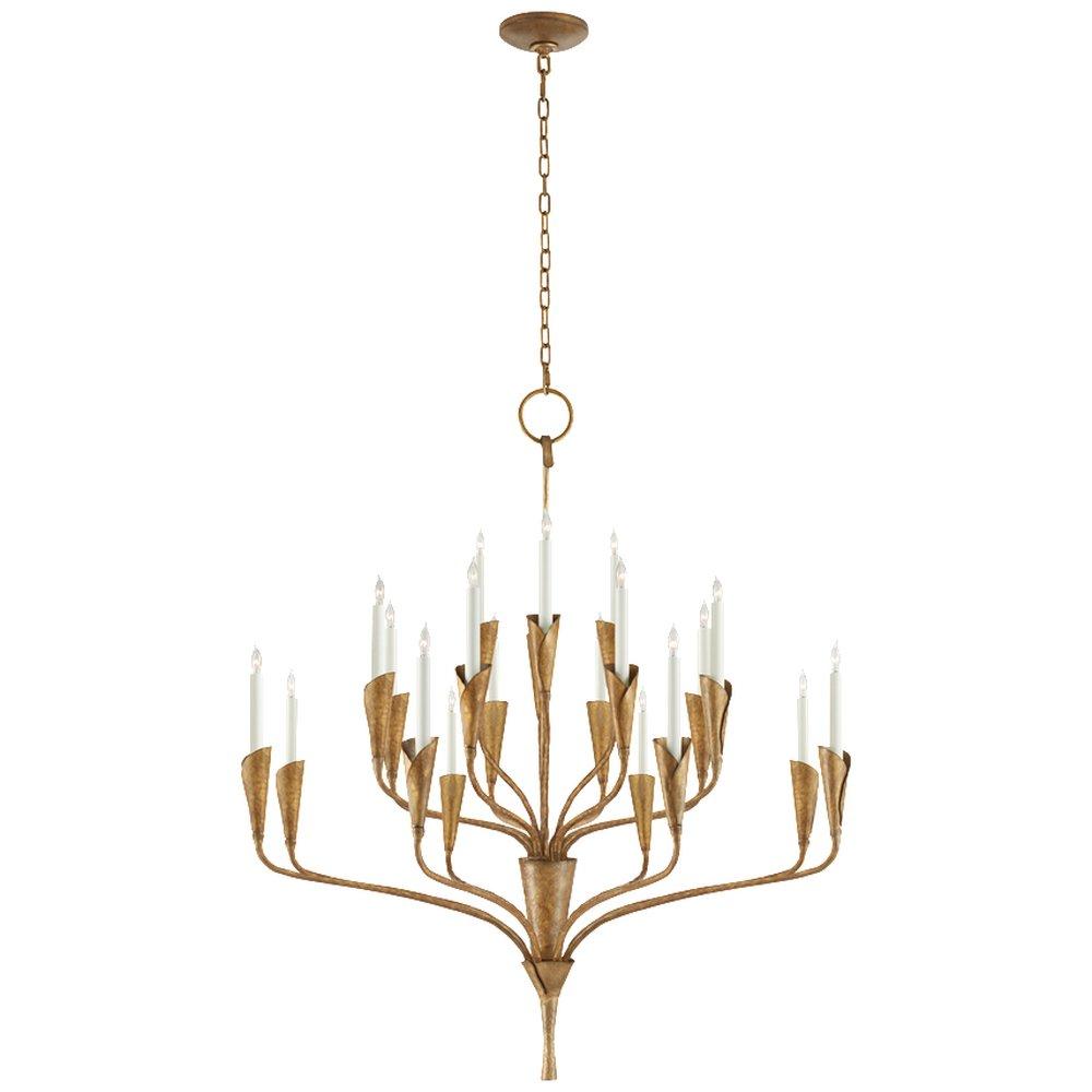 Visual Comfort & Co. Signature Gilded Iron 44-1/2 x 40-1/2 in. 25W 1-Tier 20-Light Incandescent Casual Chandelier 