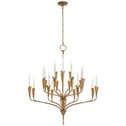 44-1/2 x 40-1/2 in. 25W 1-Tier 20-Light Incandescent Casual Chandelier in Gilded Iron