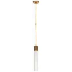12W 1-Light Integrated LED Pendant Light in Hand-Rubbed Antique Brass with Crystal