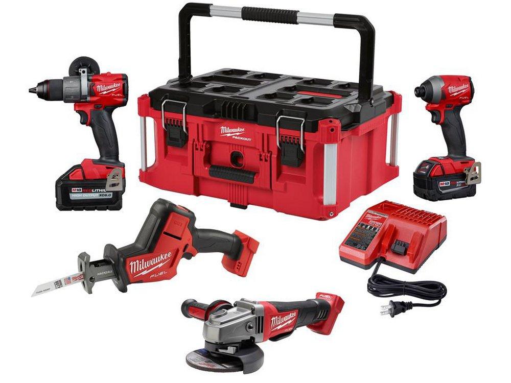 Milwaukee&reg; Red Cordless 4 Tool Brushless Cordless Combo Kit 
