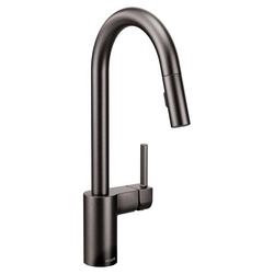 Single Handle Pull Down Kitchen Faucet in Black Stainless