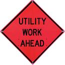 VizCon Fluorescent Orange 48 in. Diamond Grade Utility Work Ahead Sign 