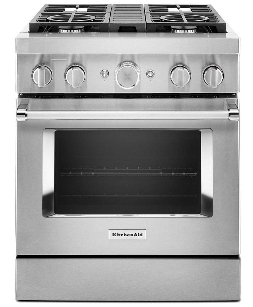 KitchenAid Stainless Steel 29-7/8 in. Gas 4-Burner Sealed Freestanding Range 