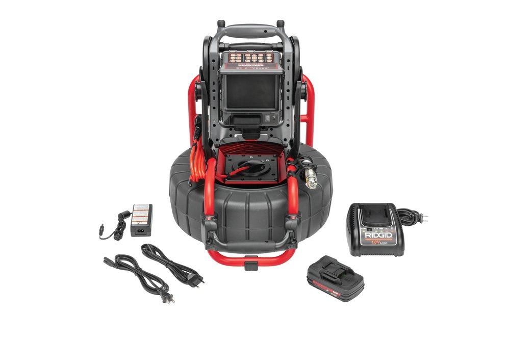 RIDGID Red Camera Reel and Digital Reporting Monitor with Battery and Charger 