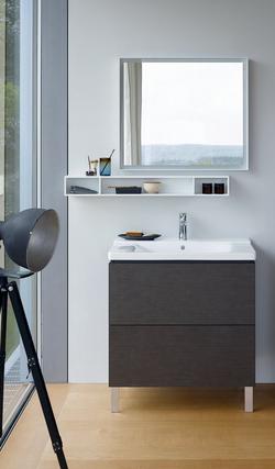 L-Cube Wall Mounted Vanity in Concrete Grey Matte - Dual Drawer