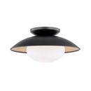 40W 1-Light Medium E-26 Semi-Flush Mount Ceiling Fixture in Black Lustro with Gold Leaf