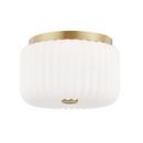 2?Light 10in. Flush Mount in Aged Brass/Opal Glass