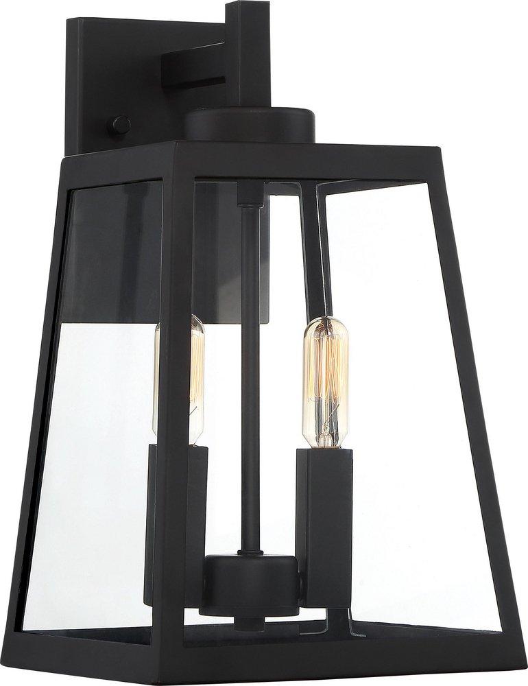 NUVO Matte Black 60W 2-Light 13-1/2 in. Outdoor Wall Sconce 