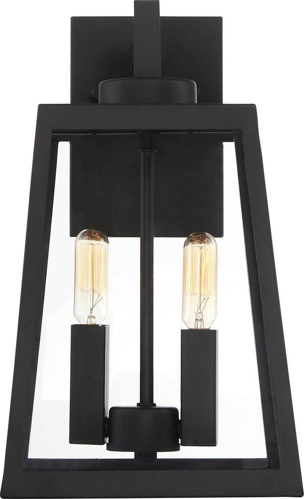 NUVO Matte Black 60W 2-Light 13-1/2 in. Outdoor Wall Sconce 