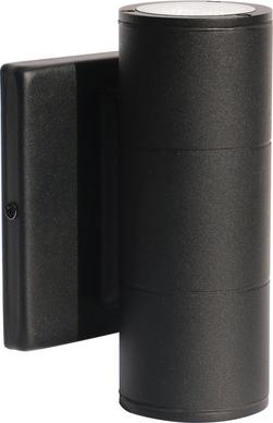 10W 2-Light 6-77/100 in. Outdoor Wall Sconce in Black