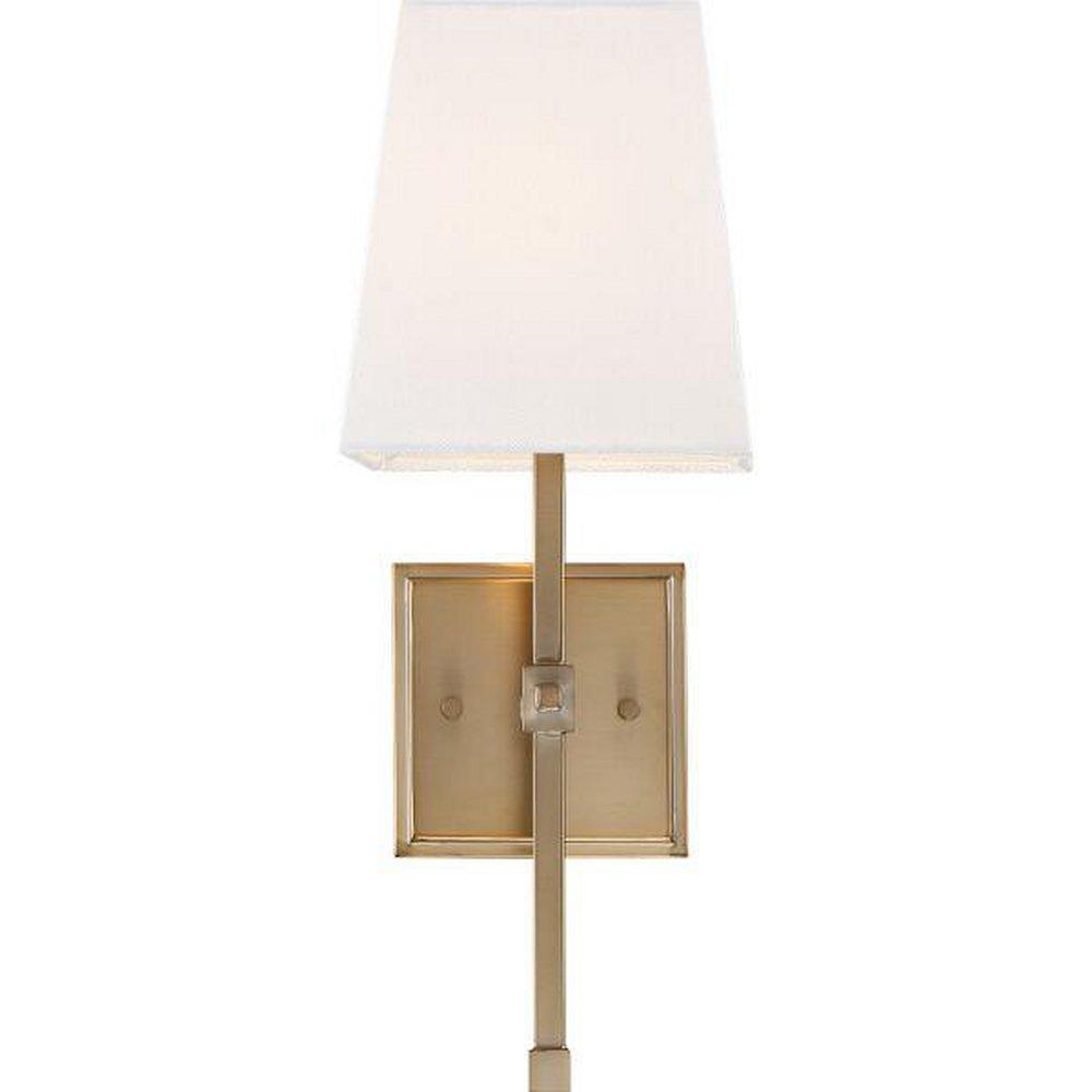 HIGHLINE; 1 LIGHT; VANITY; BURNISHED BRASS FINISH WITH WHITE LINEN SHADE 