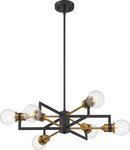 INTENTION; 6 LIGHT; CHANDELIER; WARM BRASS AND BLACK FINISH 