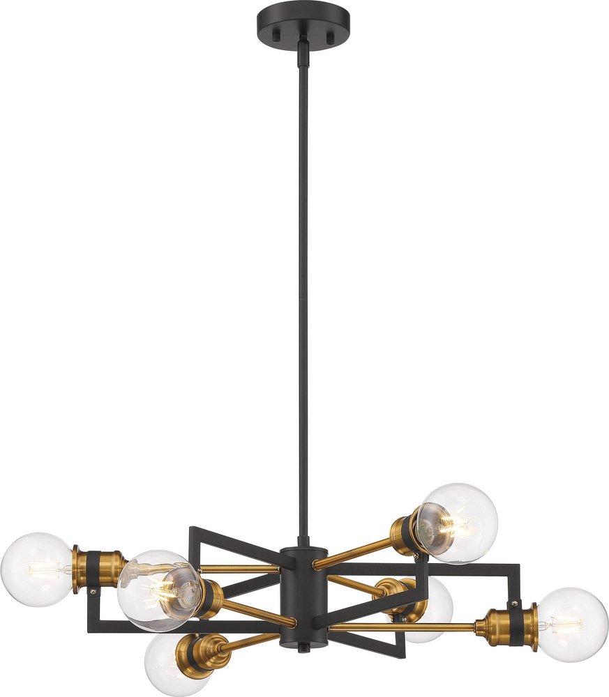 INTENTION; 6 LIGHT; CHANDELIER; WARM BRASS AND BLACK FINISH 