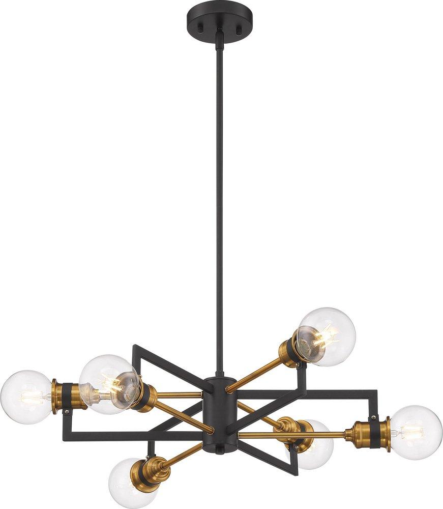 INTENTION; 6 LIGHT; CHANDELIER; WARM BRASS AND BLACK FINISH 