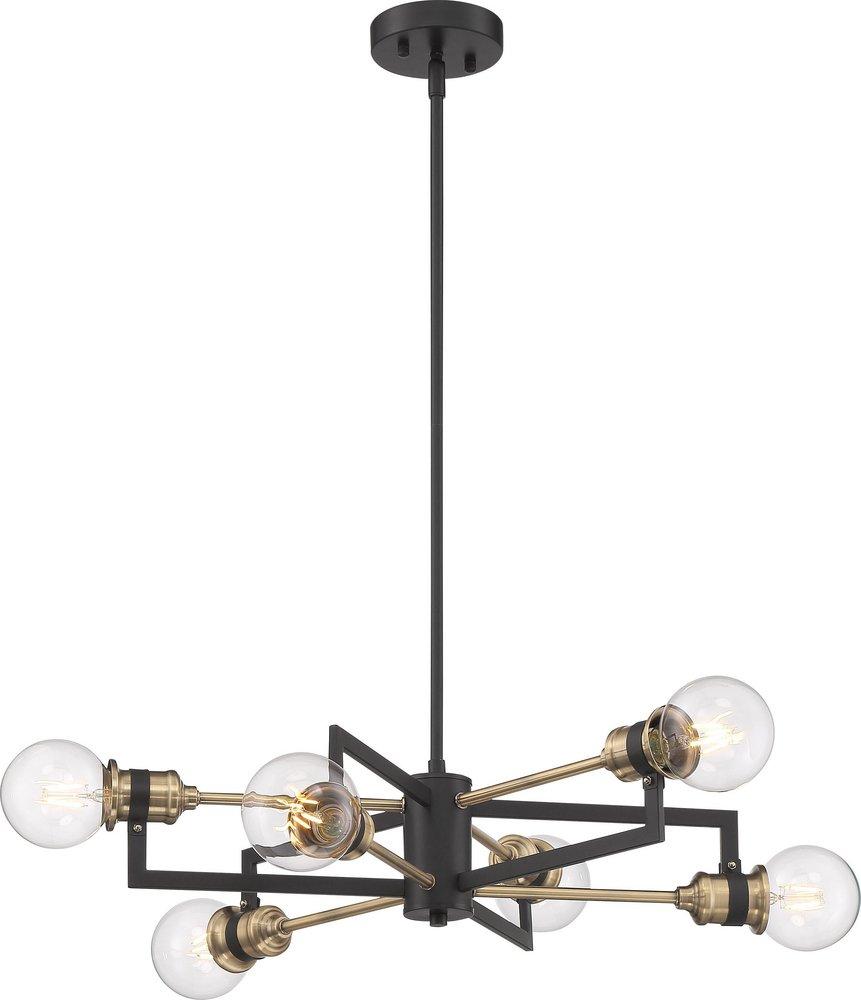 INTENTION; 6 LIGHT; CHANDELIER; WARM BRASS AND BLACK FINISH 