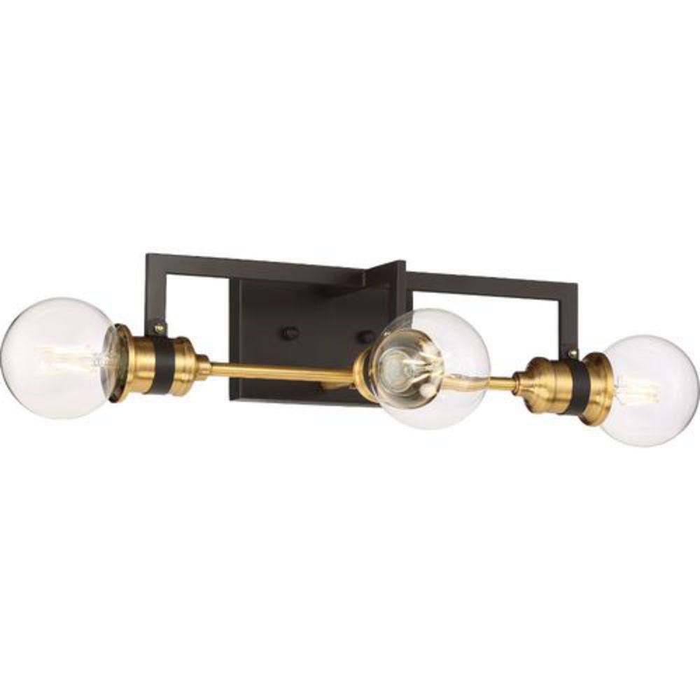 NUVO Warm Brass/Black 60W 3-Light Medium E-26 Vanity Fixture 