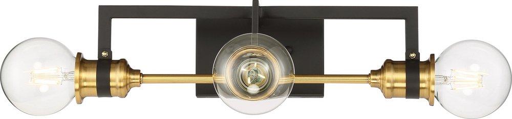 NUVO Warm Brass/Black 60W 3-Light Medium E-26 Vanity Fixture 