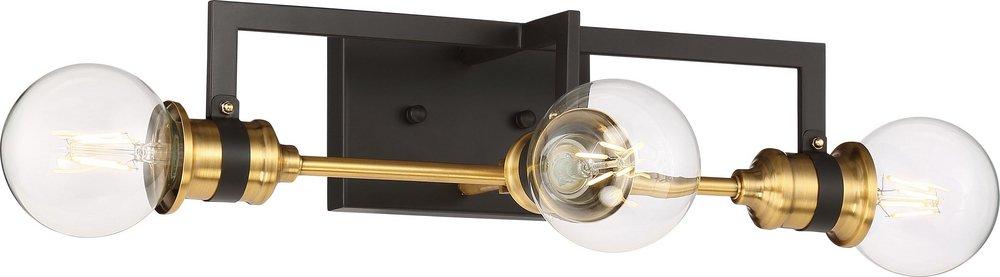 NUVO Warm Brass/Black 60W 3-Light Medium E-26 Vanity Fixture 