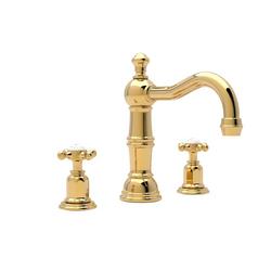 Two Handle Widespread Bathroom Sink Faucet in English Gold
