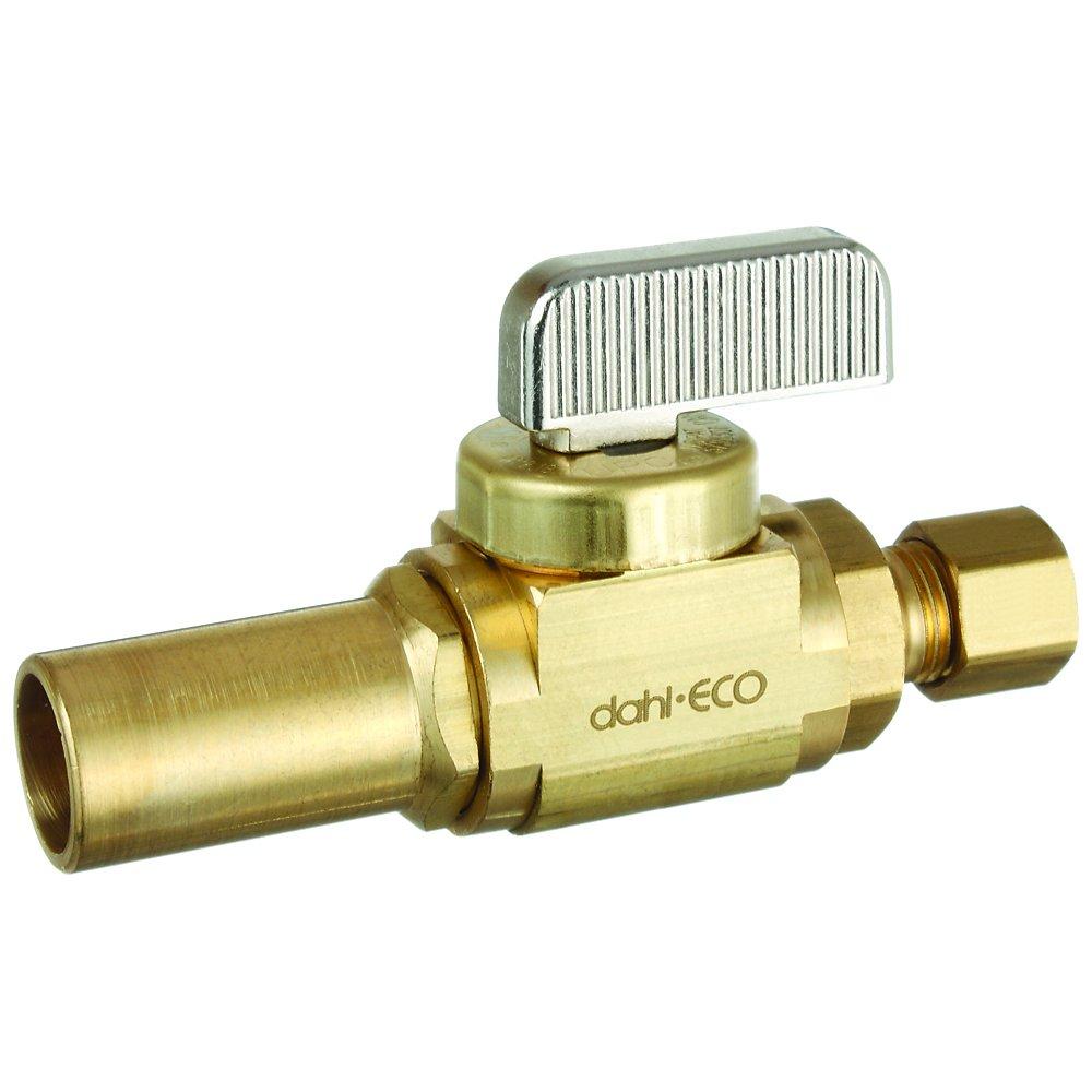 dahl Valve Rough Brass Press x OD Compression Lever Straight Supply Stop Valve in Rough Brass 