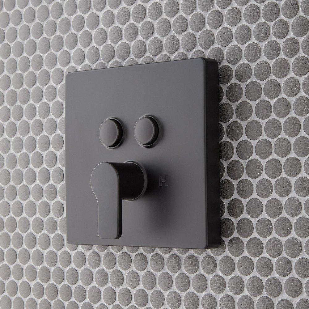 Signature Hardware Matte Black Single Handle Pressure Balancing Valve Trim 