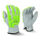L Size Aramid Fiber, Glass Fiber, Poly, TPR and Grain Goat Leather Work Gloves in White