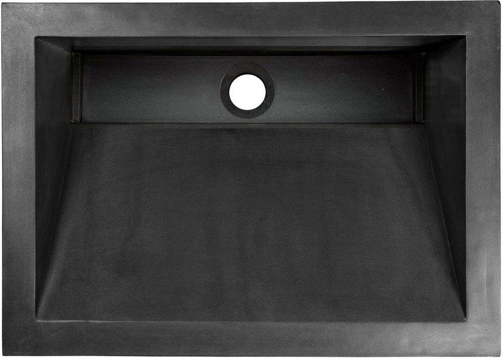 CONCRETE RECTANGLE SLOPED WITH GRATE RECESS SINK - GRAY OR BLACK - DROP IN OR UNDERMOUNT - 21 X 15 X 5.75 OD - 18 X 12 ID - 1.5 DRAIN 