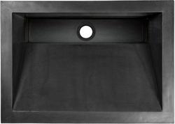 21 in. Undermount Rectangular Concrete Bathroom Sink in Black