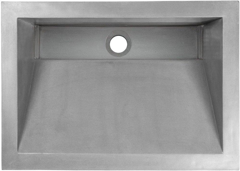 CONCRETE RECTANGLE SLOPED WITH GRATE RECESS SINK - GRAY OR BLACK - DROP IN OR UNDERMOUNT - 21 X 15 X 5.75 OD - 18 X 12 ID - 1.5 DRAIN 