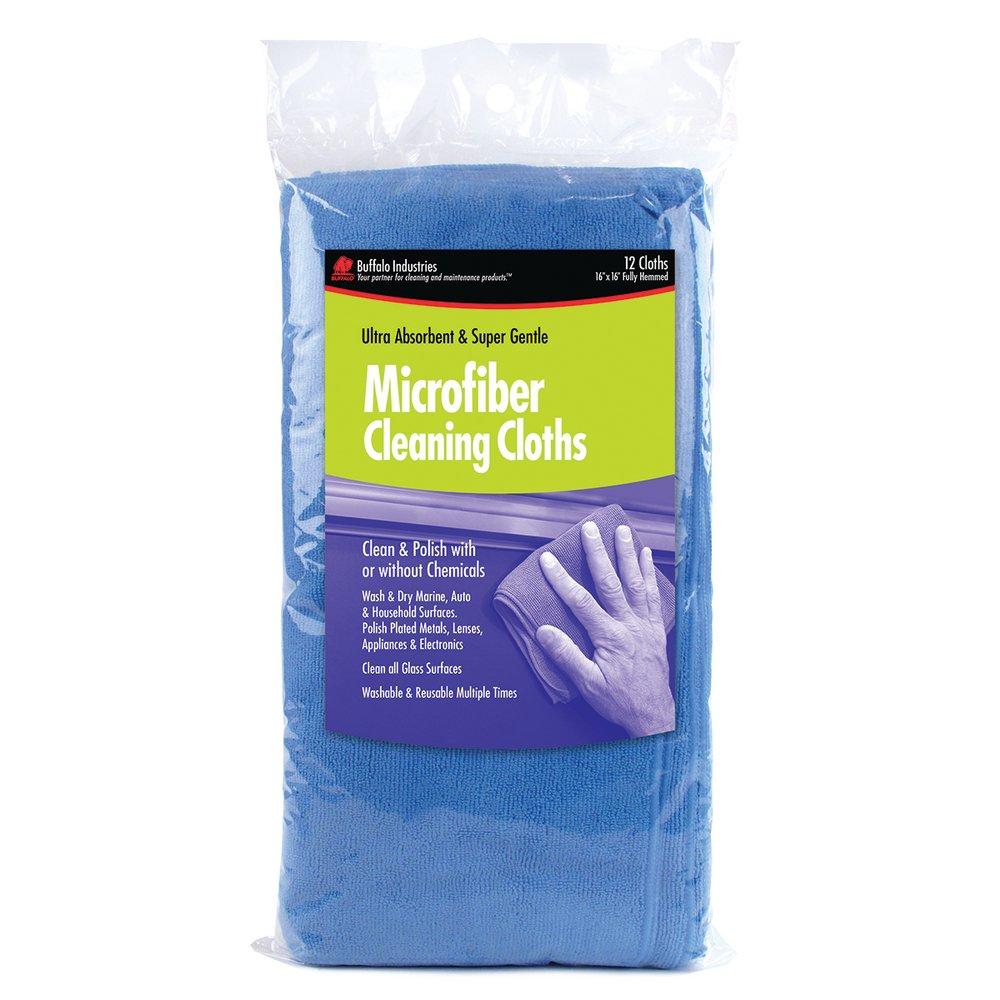 Buffalo Industries Blue 16 x 16 in. Polyamide and Polyester Microfiber Cleaning Cloth (Pack of 12) 