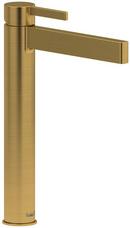 Single Handle Monoblock Bathroom Sink Faucet in Brushed Gold 