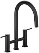 Two Handle Pull Down Kitchen Faucet in Black