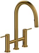 Two Handle Pull Down Kitchen Faucet in Brushed Gold