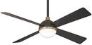 16W 1-Light LED 4-Blade Ceiling Fan in Brushed Carbon with Soft Brass