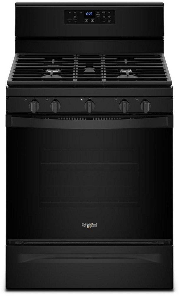 Whirlpool Black 29-7/8 in. Gas 5-Burner Sealed Freestanding Range 
