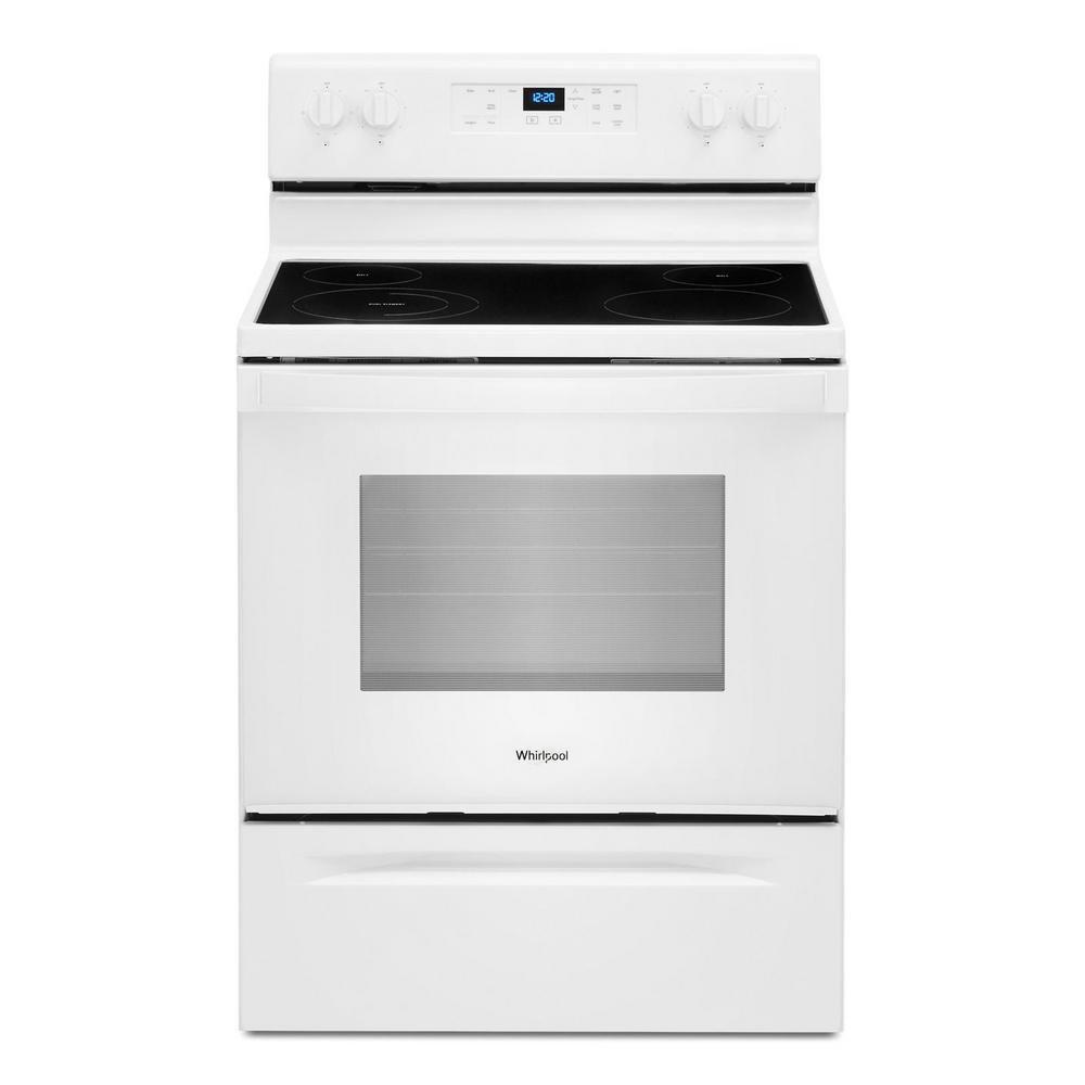 Whirlpool White 29-7/8 in. Electric 4-Burner Smoothtop Freestanding Range 