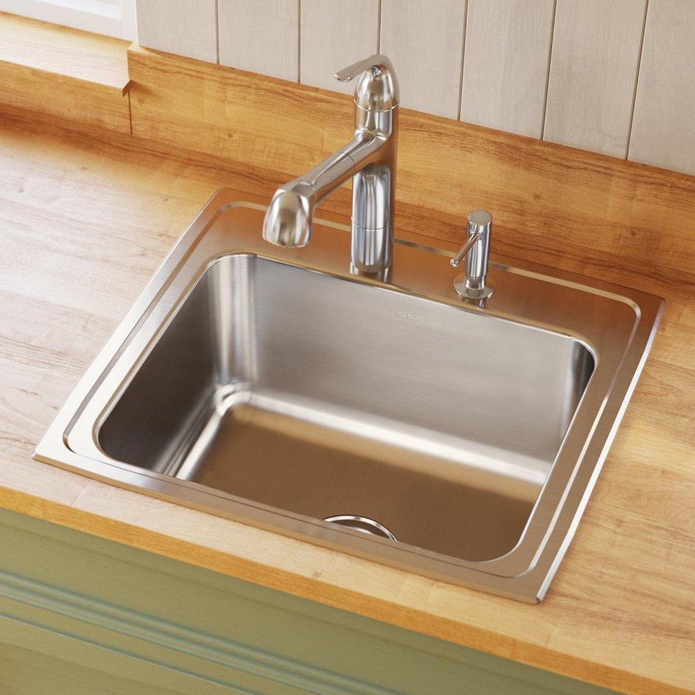 Elkay Lustrous Satin 22 x 19-1/2 in. Stainless Steel Single Bowl Drop-in Kitchen Sink in Lustrous Satin 