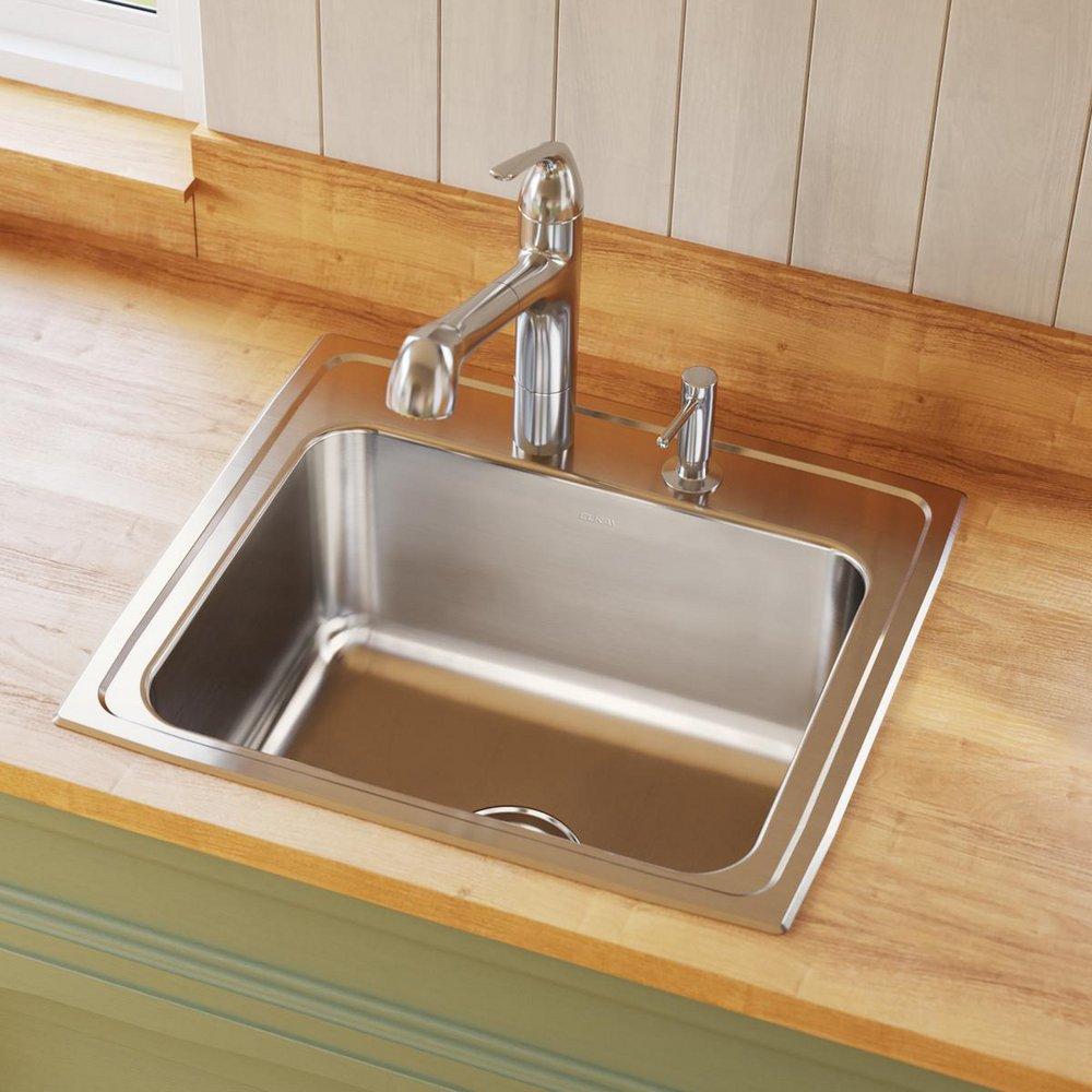 Elkay Lustrous Satin 22 x 19-1/2 in. Stainless Steel Single Bowl Drop-in Kitchen Sink in Lustrous Satin 