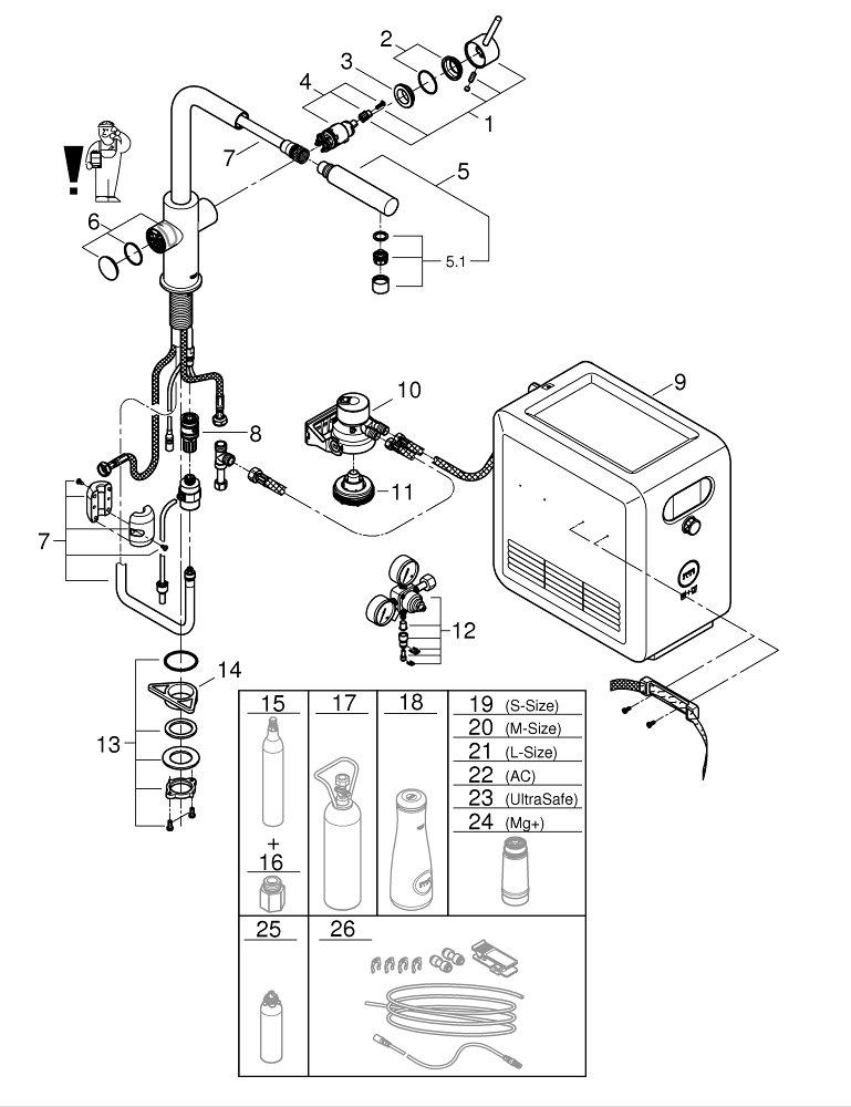 GROHE StarLight&reg; Chrome Single Handle Pull Down Kitchen Faucet 