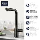 GROHE Brushed Cool Sunrise Single Handle Pull Out Kitchen Faucet 